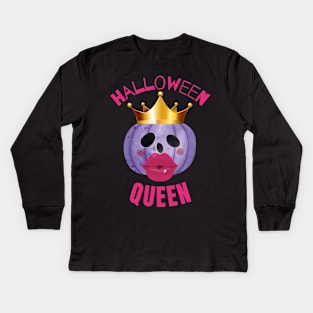 HALLOWEEN QUEEN - Funny Halloween Pumpkin Head | Halloween Costume Kids Long Sleeve T-Shirt